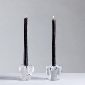 Daum Pair of Crystal Candleholders France 20th Century Signed Art Rare New